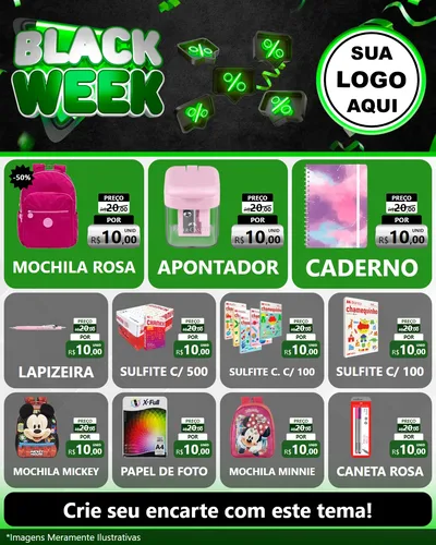 Modelo de Rede Social para Feed Instagram com o tema Black Week para Papelaria