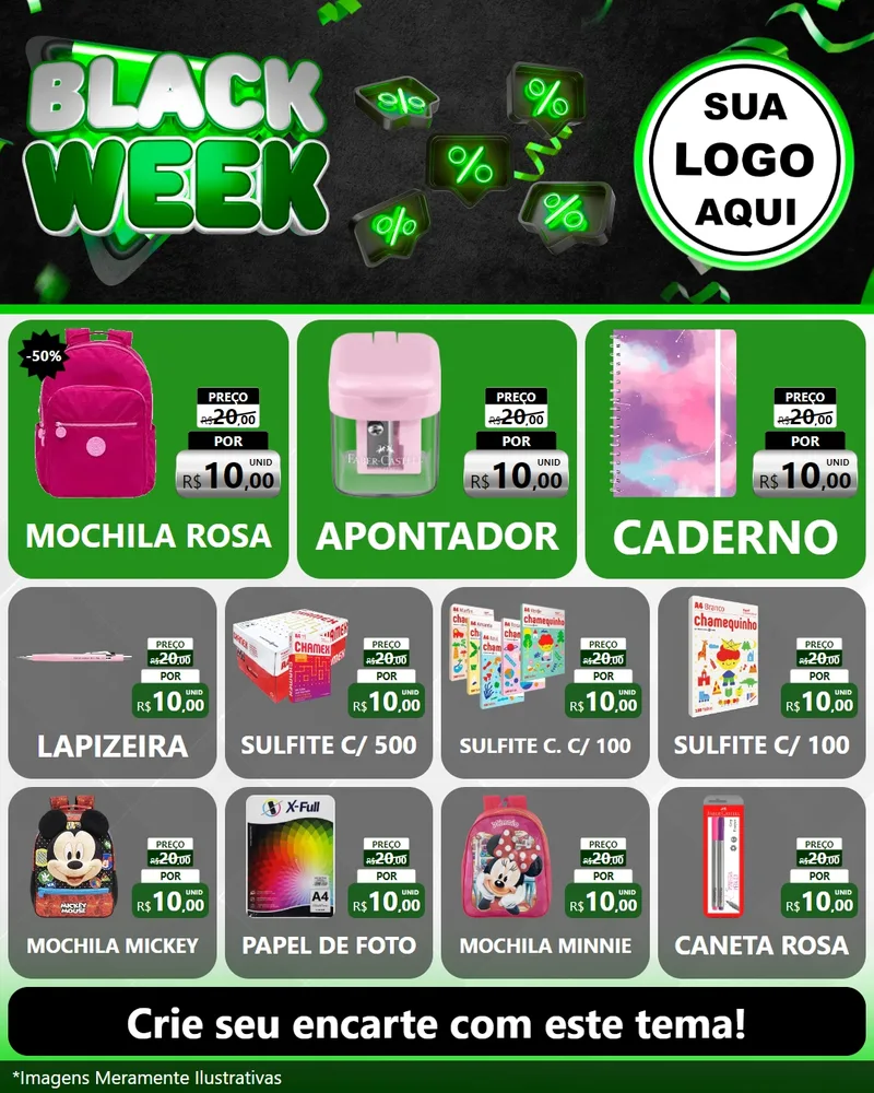 Modelo de Rede Social para Feed Instagram com o tema Black Week para Papelaria