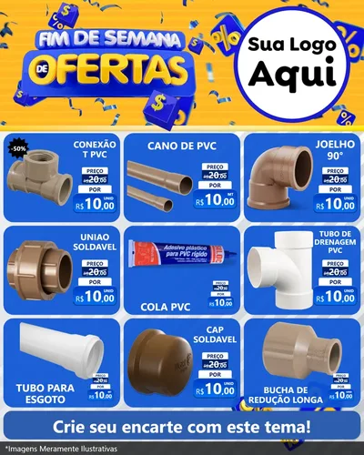 Modelo de Rede Social para Feed Instagram com o tema Fim de Semana de Ofertas para Tubos e conexões
