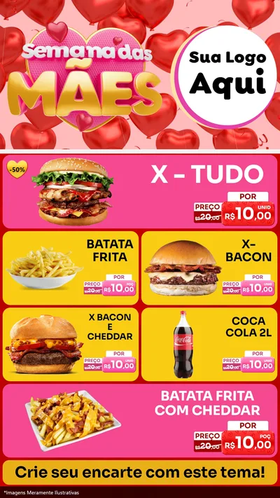 Modelo de TV para TV Vertical com o tema Semana Das Mães para Hamburgueria