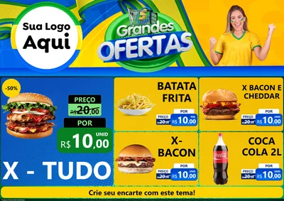 Modelo de Encarte para Encarte A4 Horizontal com o tema Grandes Ofertas para Hamburgueria