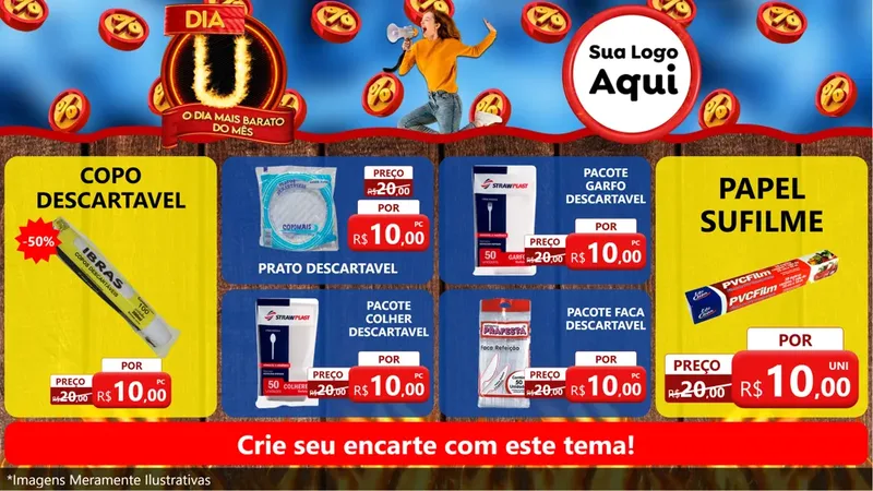 Modelo de TV para TV Horizontal com o tema Dia U - O Dia Mais Barato Do Mês para Embalagens