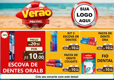 Modelo de Encarte para Encarte A4 Horizontal com o tema Verão Imbatível para Higiene Pessoal