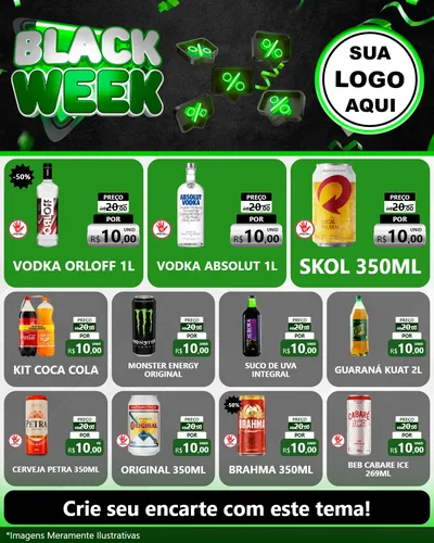Modelo de Rede Social para Feed Instagram com o tema Black Week para Distribuidora de bebidas