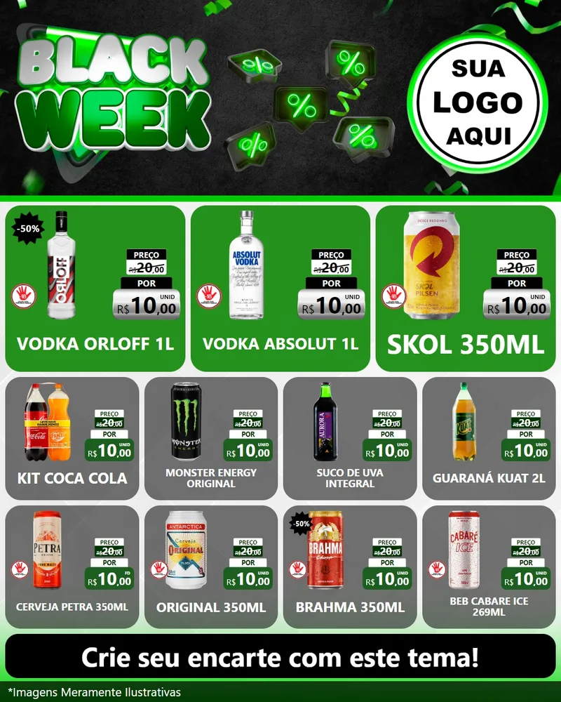 Modelo de Rede Social para Feed Instagram com o tema Black Week para Distribuidora de bebidas