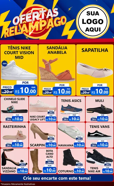Modelo de Encarte para Encarte Grande com o tema Ofertas Relâmpago para Calçados