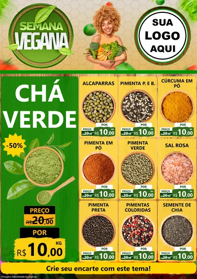 Modelo de Encarte para Encarte A4 Vertical com o tema Semana Vegana para Produtos Naturais