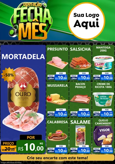 Modelo de Encarte para Encarte A4 Vertical com o tema Operação Fecha Mês para Frios e Laticínios
