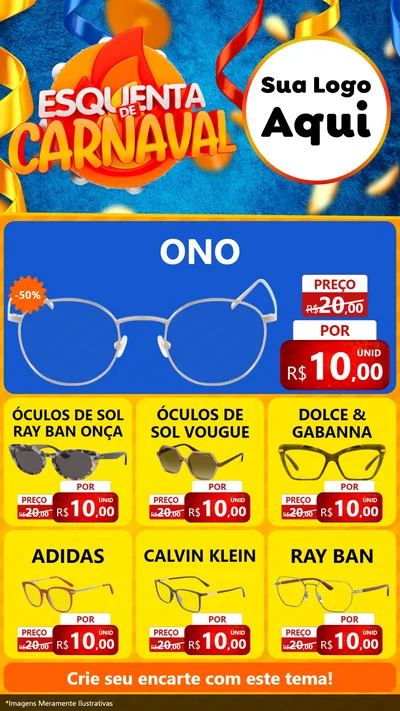 Modelo de Rede Social para Stories com o tema Esquenta de Carnaval para Óticas
