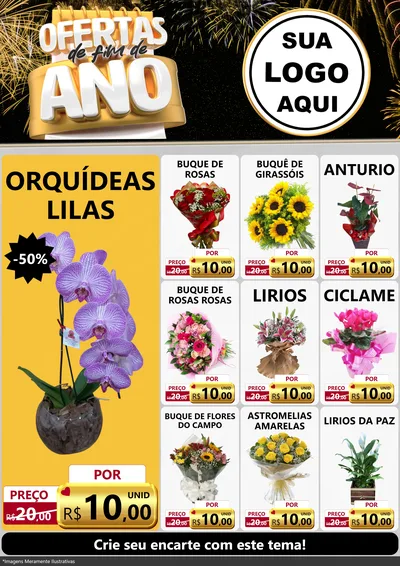 Modelo de Encarte para Encarte A4 Vertical com o tema Ofertas de Fim de Ano para Floricultura e jardim