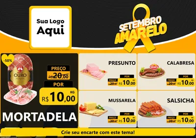 Modelo de Encarte para Encarte A4 Horizontal com o tema Setembro Amarelo para Frios e Laticínios
