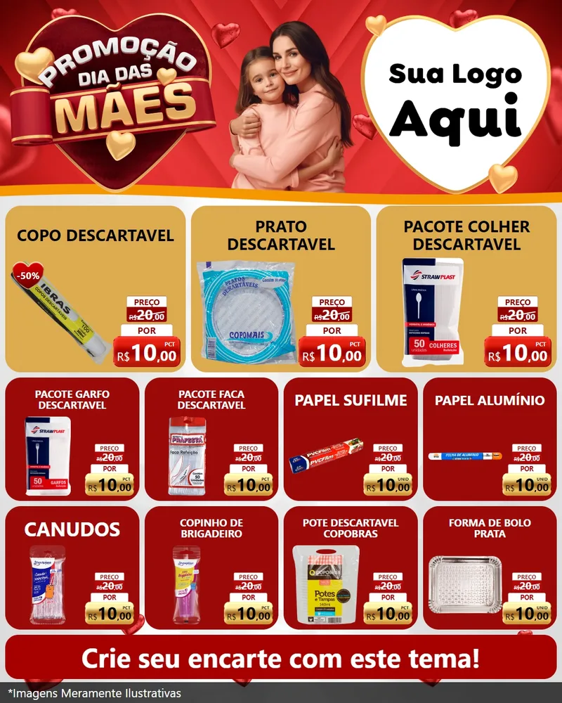 Modelo de Rede Social para Feed Instagram com o tema Promoção Dia das Mães para Embalagens