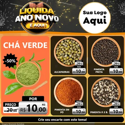 Modelo de Rede Social para Feed Facebook com o tema Liquida Ano Novo É Aqui! para Produtos Naturais