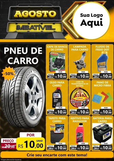 Modelo de Encarte para Encarte A4 Vertical com o tema Agosto Imbatível para Auto peças