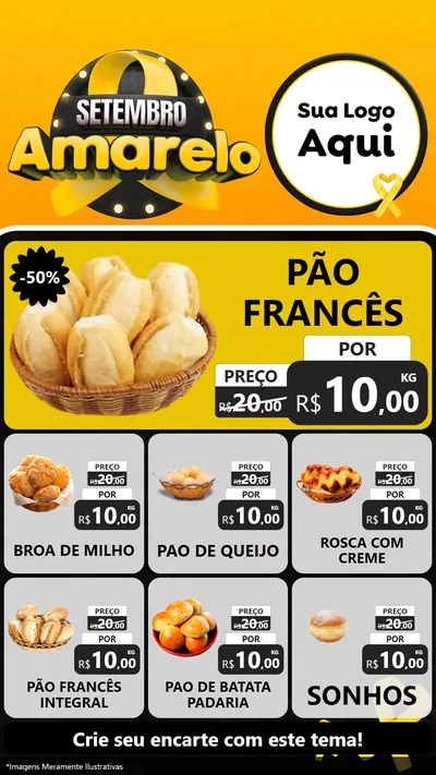 Modelo de Rede Social para Stories com o tema Setembro Amarelo para Padaria