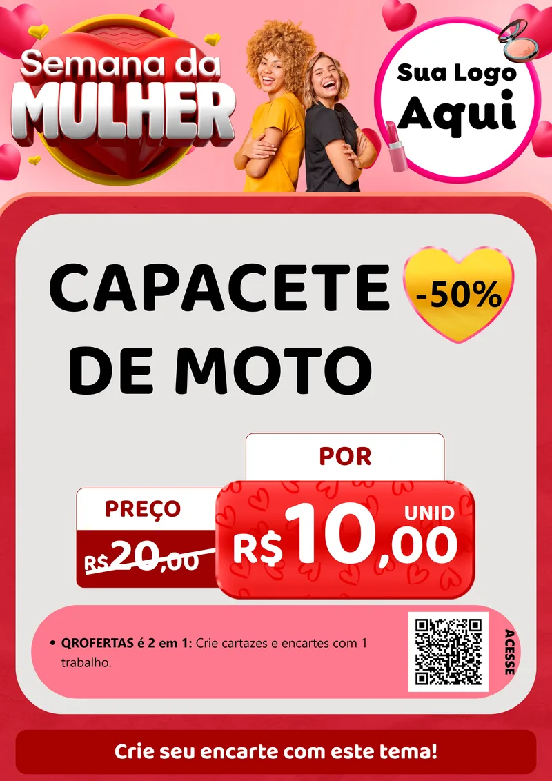 Modelo de Cartaz para Cartaz A4 Vertical com o tema Semana da Mulher para Moto peças