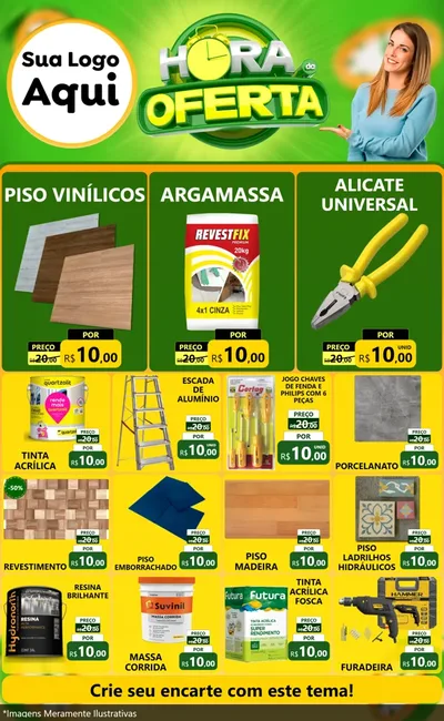 Modelo de Encarte para Encarte Grande com o tema Hora da Oferta para Material para Construção