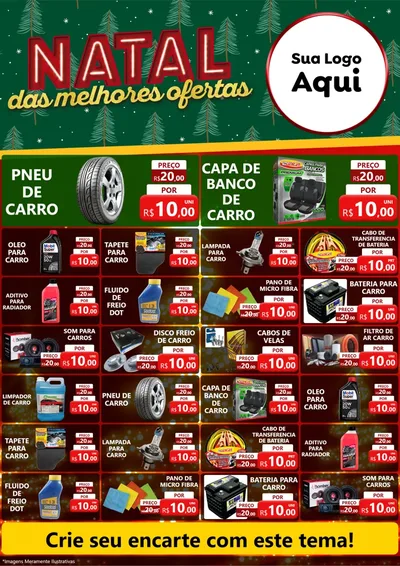 Modelo de Encarte para Encarte A4 Vertical com o tema Natal das Melhores Ofertas para Auto peças