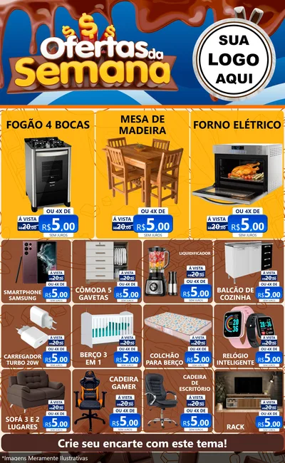 Modelo de Encarte para Encarte Grande com o tema Ofertas da Semana - Páscoa para Móveis e Eletro