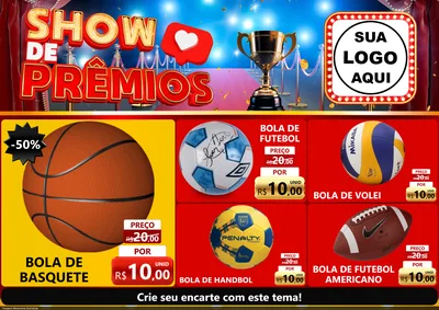 Modelo de Encarte para Encarte A4 Horizontal com o tema Show de Prêmios para Artigos Esportivos