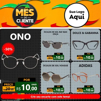 Modelo de Rede Social para Feed Facebook com o tema Mês do Cliente para Óticas