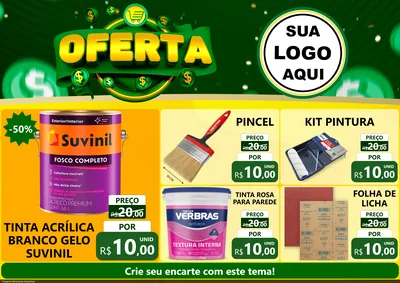 Modelo de Encarte para Encarte A4 Horizontal com o tema Oferta para Tintas e Ferramentas