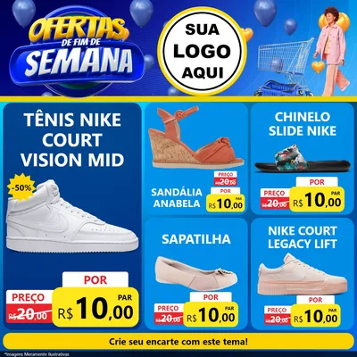 Modelo de Rede Social para Feed Facebook com o tema Ofertas de Fim de Semana para Calçados
