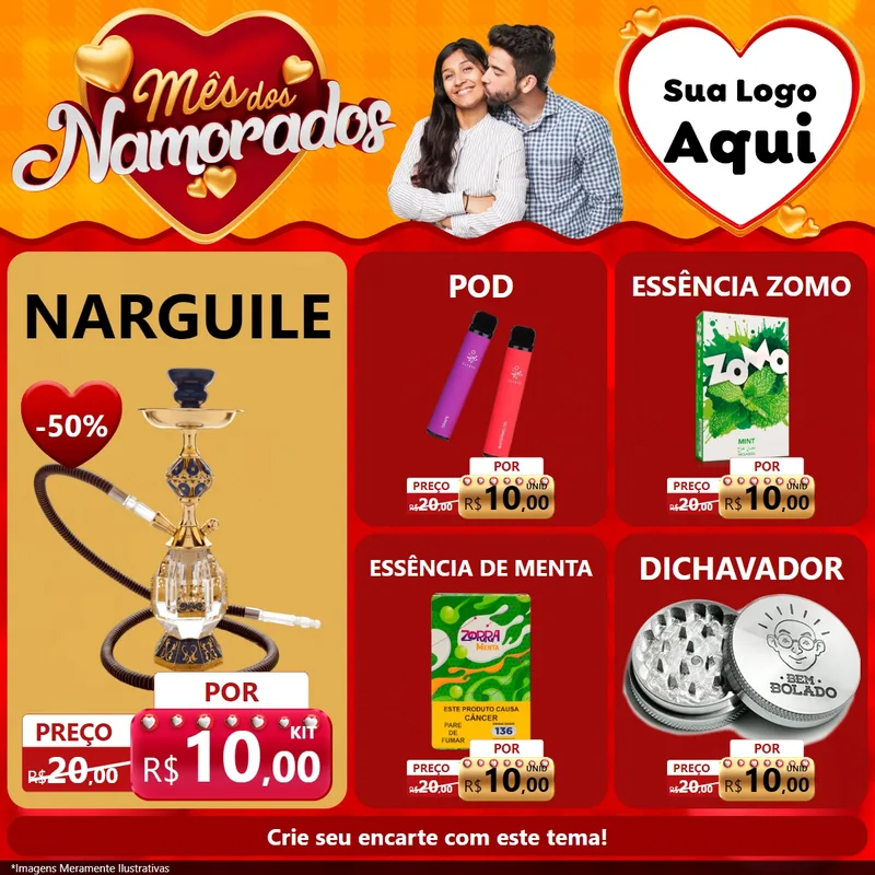 Modelo de Rede Social para Feed Facebook com o tema Mês dos Namorados para Tabacaria