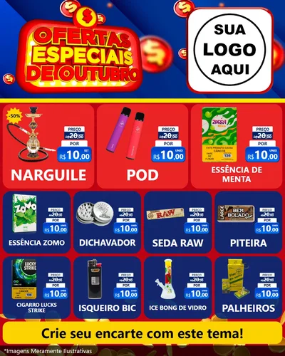 Modelo de Rede Social para Feed Instagram com o tema Ofertas Especiais de Outubro para Tabacaria