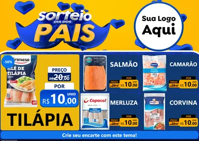 Modelo de Encarte para Encarte A4 Horizontal com o tema Sorteio Dia dos Pais para Peixaria