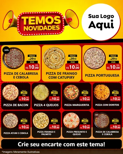 Modelo de Rede Social para Feed Instagram com o tema Temos Novidades para Pizzaria