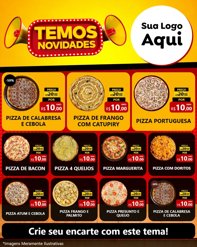 Modelo de Rede Social para Feed Instagram com o tema Temos Novidades para Pizzaria