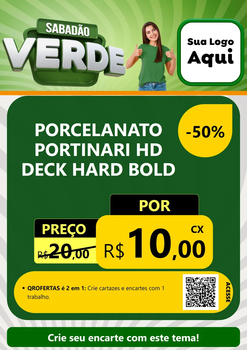 Modelo de Cartaz para Cartaz A4 Vertical com o tema Sabadão Verde para Pisos e revestimentos