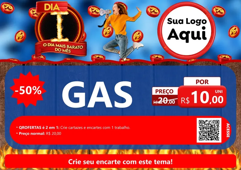 Modelo de Cartaz para Cartaz A4 Horizontal com o tema Dia I - O Dia Mais Barato Do Mês para Água e gás