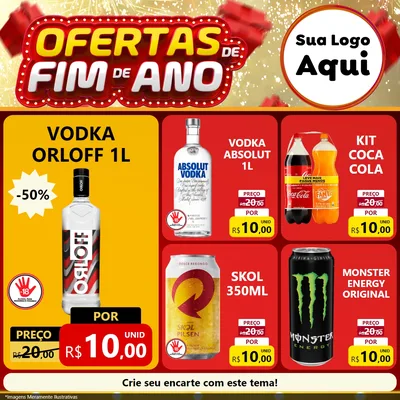 Modelo de Rede Social para Feed Facebook com o tema Ofertas de Fim de Ano para Distribuidora de bebidas