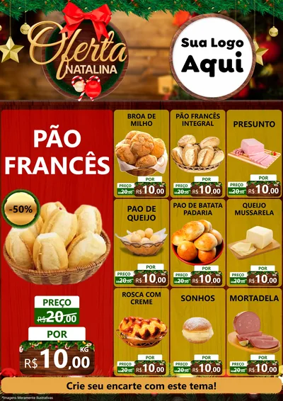 Modelo de Encarte para Encarte A4 Vertical com o tema Ofertas Natalina para Padaria