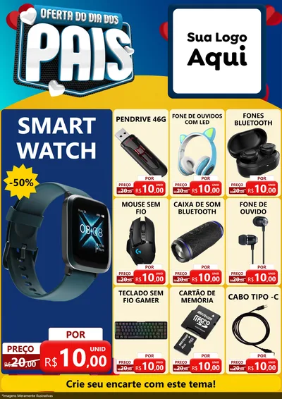 Modelo de Encarte para Encarte A4 Vertical com o tema Oferta Do Dia Dos Pais para Informática