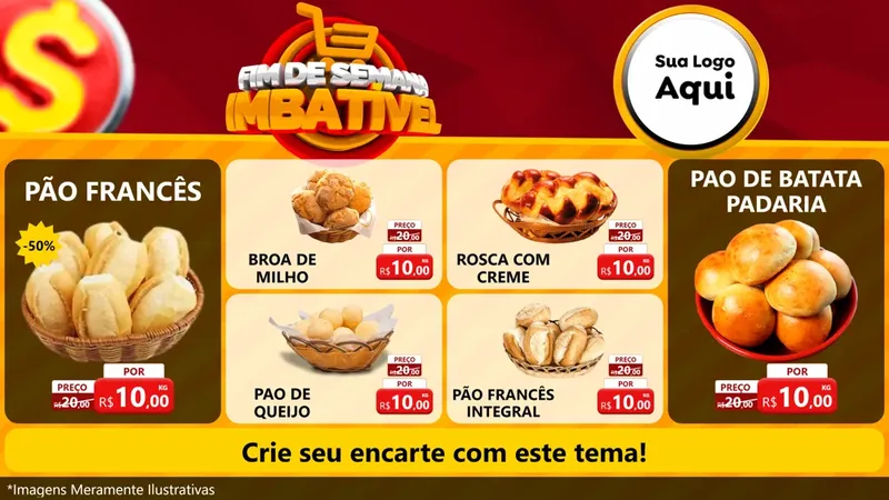 Modelo de TV para TV Horizontal com o tema Fim de Semana Imbatível para Padaria