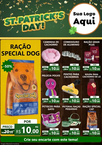 Modelo de Encarte para Encarte A4 Vertical com o tema St Patriks Day para Pet Shop