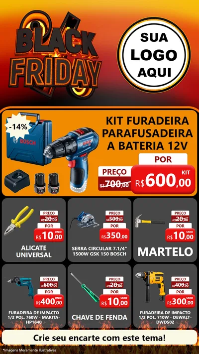 Modelo de Rede Social para Stories com o tema Black Friday para Maquinas e Ferramentas