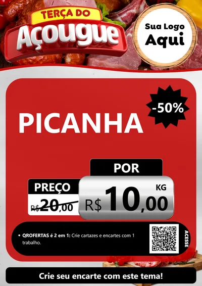 Modelo de Cartaz para Cartaz A4 Vertical com o tema Terça do Açougue para Açougue