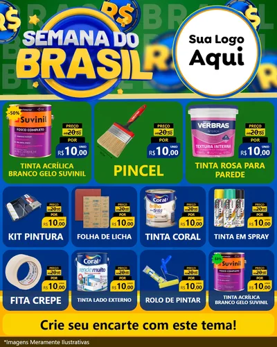 Modelo de Rede Social para Feed Instagram com o tema Semana Do Brasil para Tintas e Ferramentas