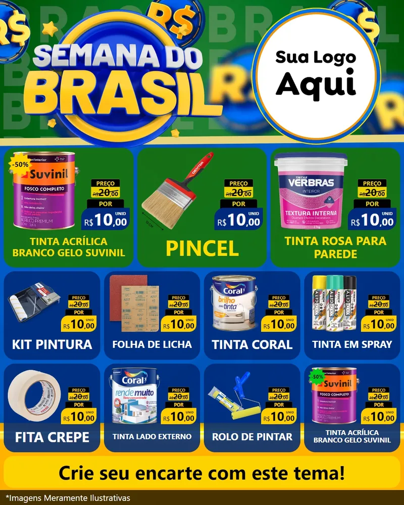 Modelo de Rede Social para Feed Instagram com o tema Semana Do Brasil para Tintas e Ferramentas