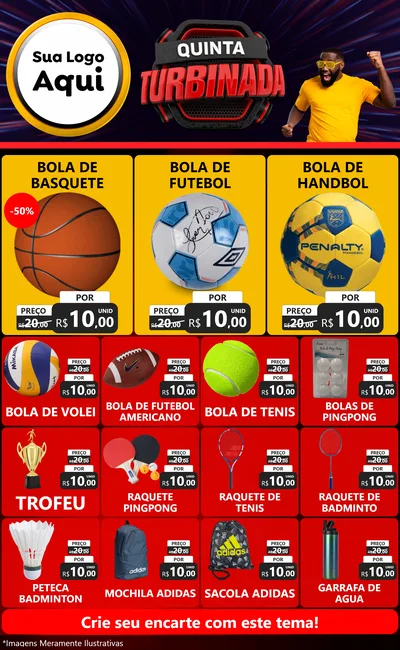 Modelo de Encarte para Encarte Grande com o tema Quinta Turbinada para Artigos Esportivos