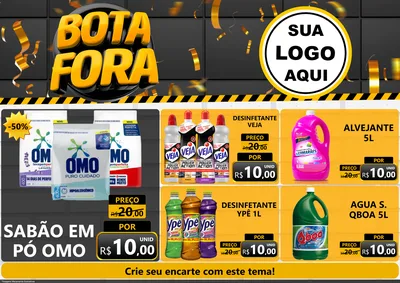 Modelo de Encarte para Encarte A4 Horizontal com o tema Bota Fora para Produtos de Limpeza