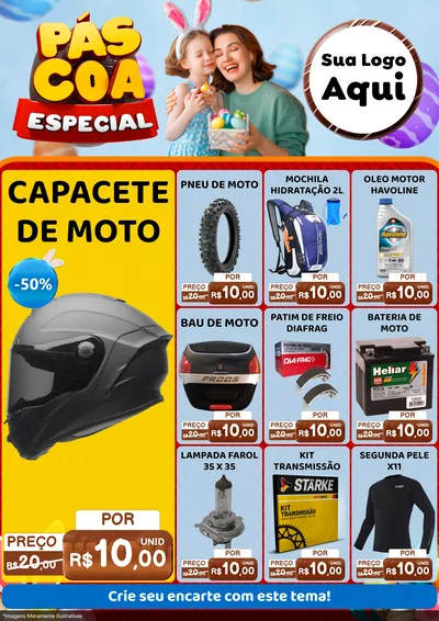 Modelo de Encarte para Encarte A4 Vertical com o tema Páscoa Especial para Moto peças
