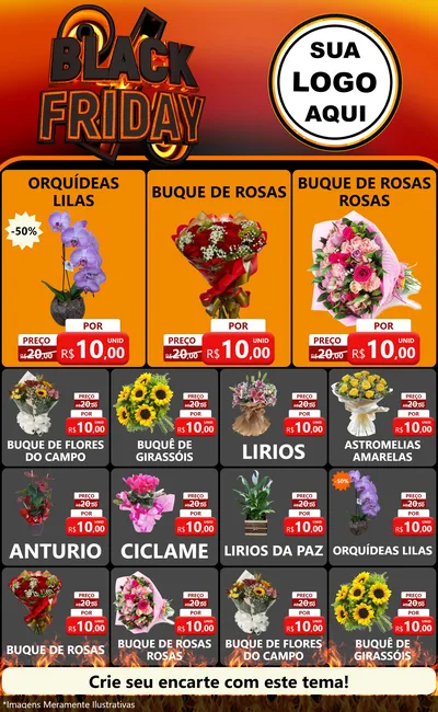Modelo de Encarte para Encarte Grande com o tema Black Friday para Floricultura e jardim