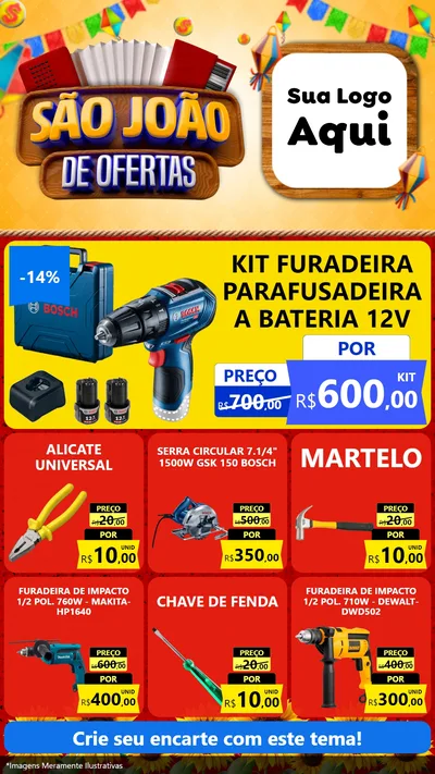 Modelo de Rede Social para Stories com o tema São João de Ofertas para Maquinas e Ferramentas