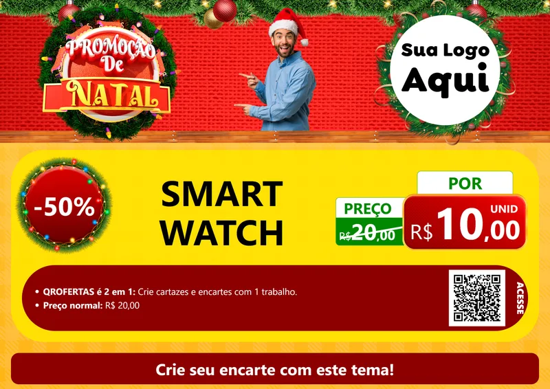 Modelo de Cartaz para Cartaz A4 Horizontal com o tema Promoção de Natal para Informática