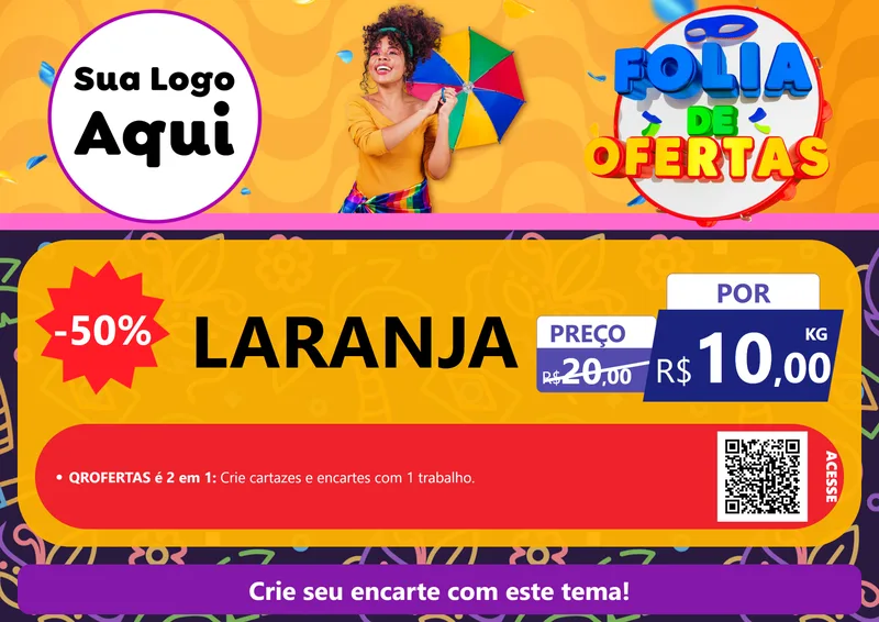 Modelo de Cartaz para Cartaz A4 Horizontal com o tema Folia de Ofertas para Hortifrúti